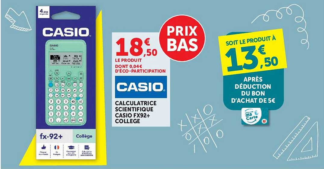CALCULATRICE SCIENTIFIQUE CASIO FX92+ COLLEGE