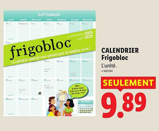CALENDRIER Frigobloc L'unité.