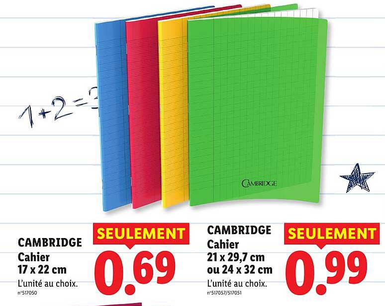 CAMBRIDGE Cahier 17 x 22 cm
