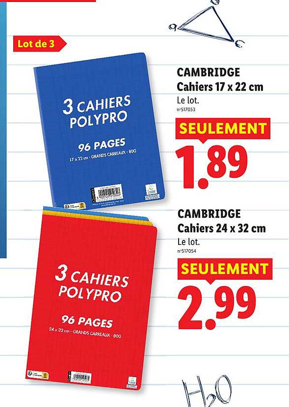 CAMBRIDGE Cahiers 17 x 22 cm