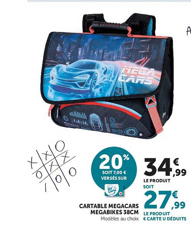 CARTABLE MEGACARS MEGABIKES 38CM