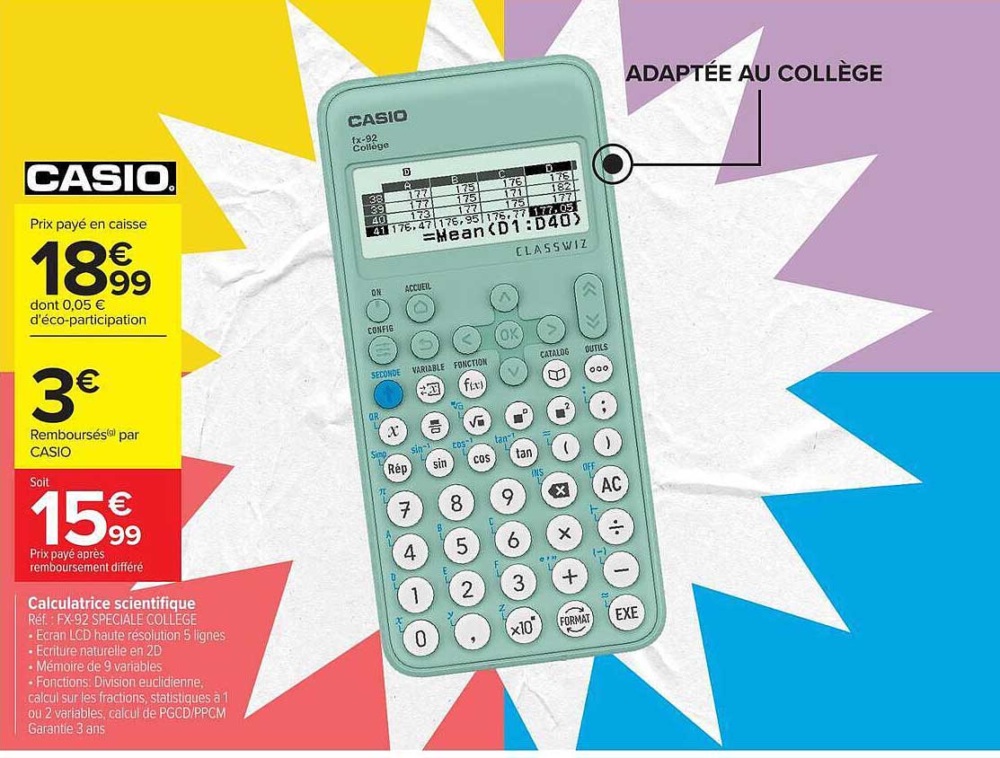 CASIO fx-92 Spéciale Collège