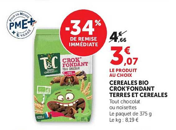 CEREALES BIO CROK'FONDANT TERRES ET CEREALES