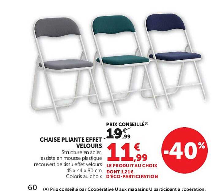 CHAISE PLIANTE EFFET VELOURS