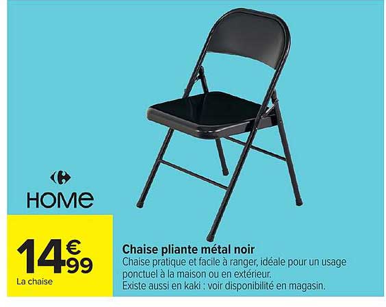 Chaise pliante métal noir