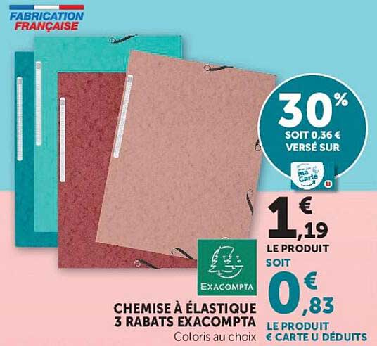CHEMISE À ÉLASTIQUE 3 RABATS EXACOMPTA
