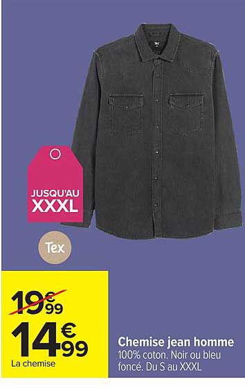 Chemise jean homme