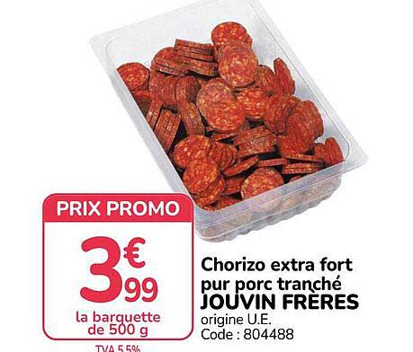 Chorizo extra fort pur porc tranché JOUVIN FRERES