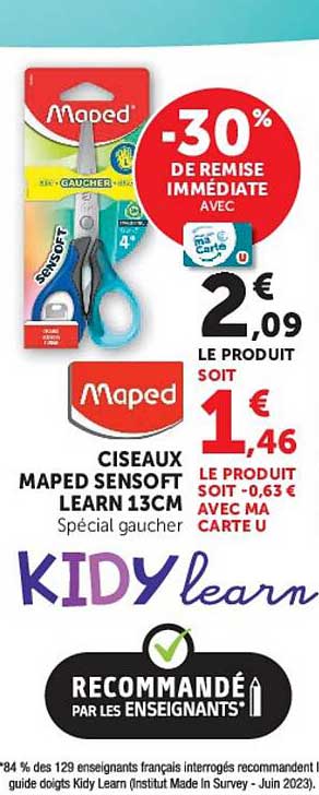 CISEAUX MAPED SENSOFT LEARN 13CM Spécial gaucher