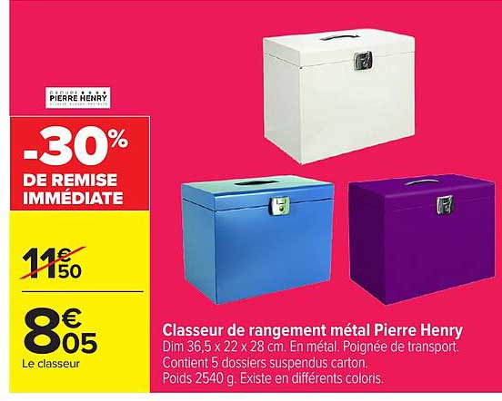 Classeur de rangement métal Pierre Henry