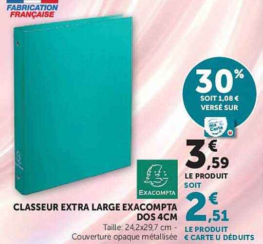 CLASSEUR EXTRA LARGE EXACOMPTA DOS 4CM