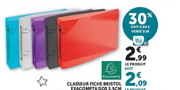 CLASSEUR FICHE BRISTOL EXACOMPTA DOS 3,5CM