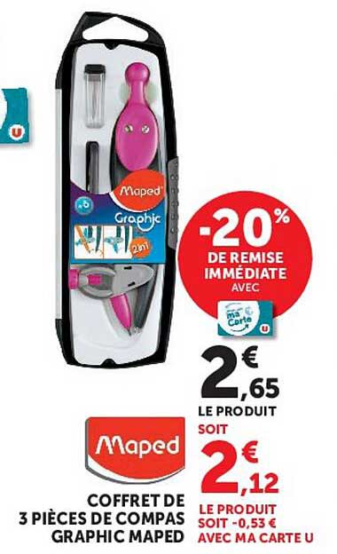 COFFRET DE 3 PIÈCES DE COMPAS GRAPHIC MAPED