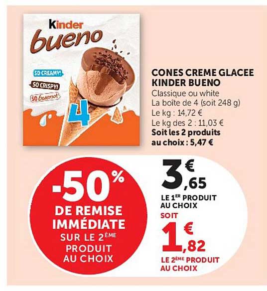 CONES CREME GLACEE KINDER BUENO