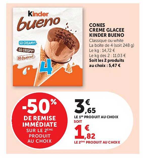 CONES CREME GLACEE KINDER BUENO