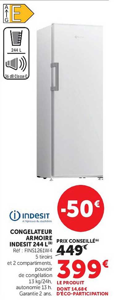 CONGELATEUR ARMOIRE INDESIT 244 L