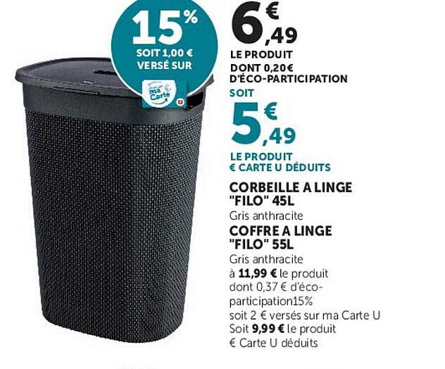 CORBEILLE A LINGE "FILO" 45L