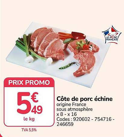 Côte de porc échine