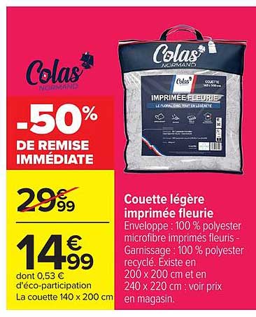 Couette légère imprimée fleurie