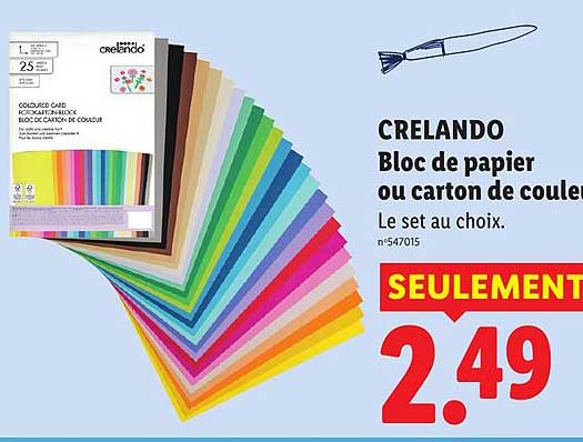 CRELANDO Bloc de papier ou carton de couleur