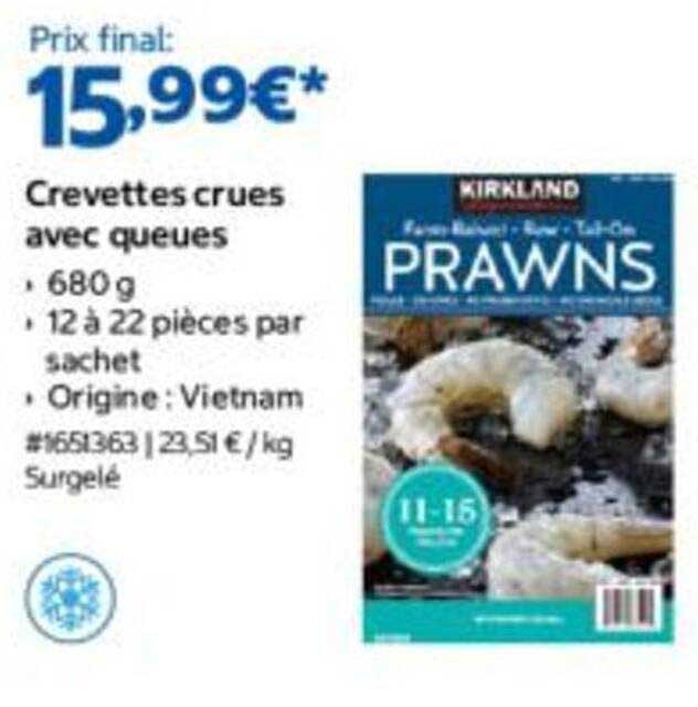 Crevettes crues avec queues