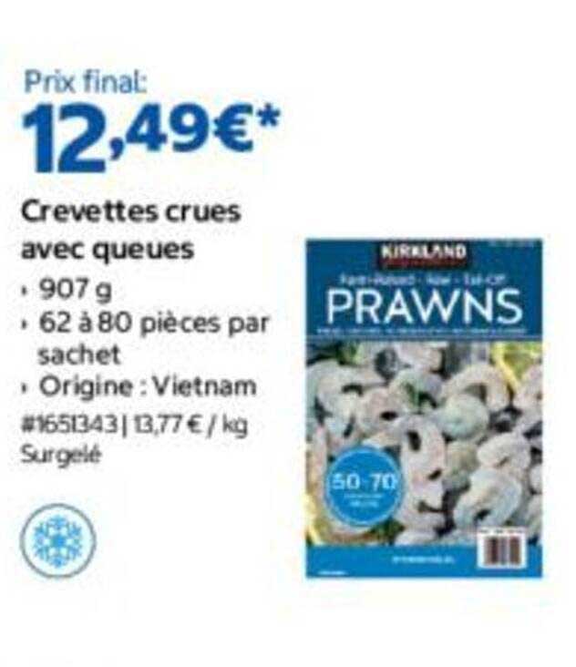 Crevettes crues avec queues