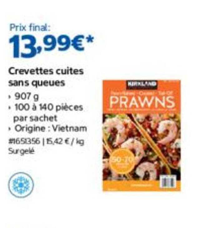 Crevettes cuites sans queues