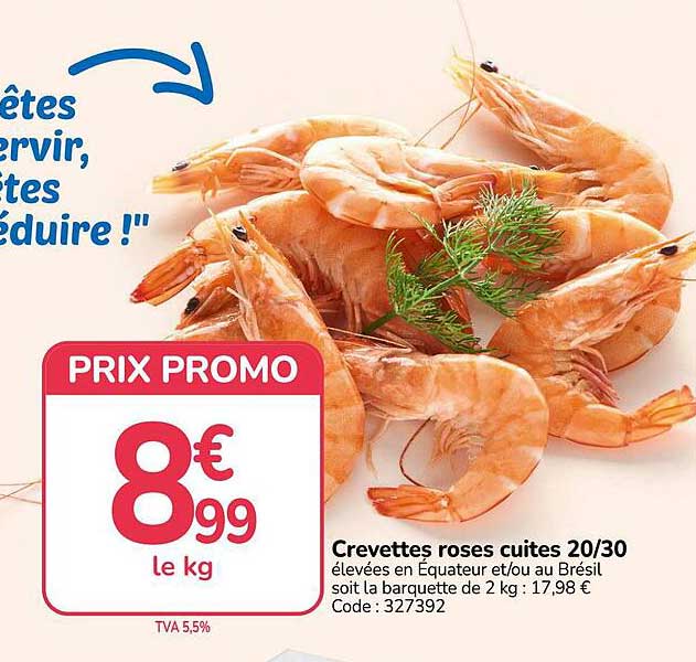 Crevettes roses cuites 20/30