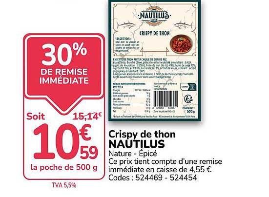 Crispy de thon NAUTILUS Nature - Épicé