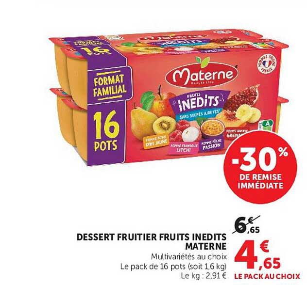 DESSERT FRUITIER FRUITS INEDITS MATERNE