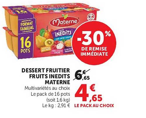 DESSERT FRUITIER FRUITS INEDITS MATERNE