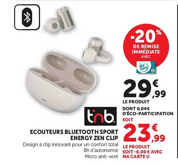 ECOUTEURS BLUETOOTH SPORT ENERGY ZEN CLIP