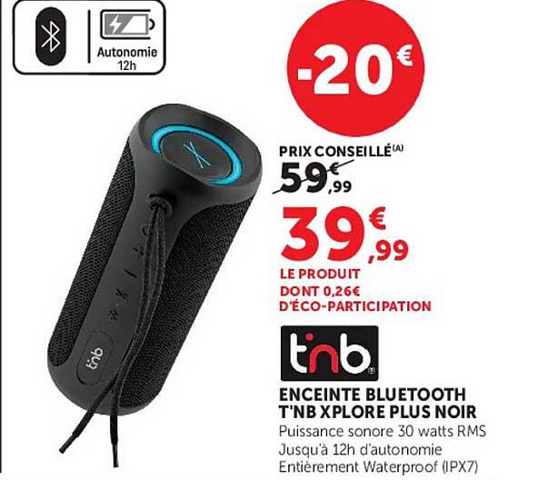 ENCEINTE BLUETOOTH T’NB XPLORE PLUS NOIR