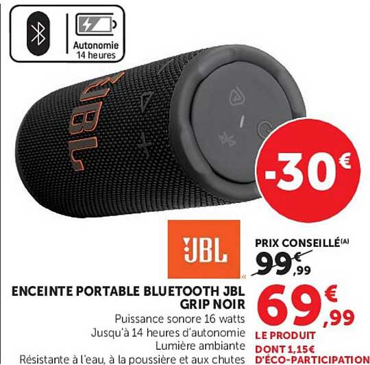 ENCEINTE PORTABLE BLUETOOTH JBL GRIP NOIR