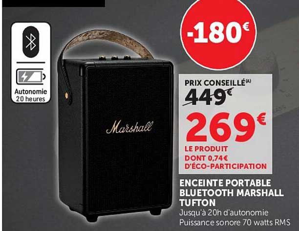 ENCEINTE PORTABLE BLUETOOTH MARSHALL TUFTON