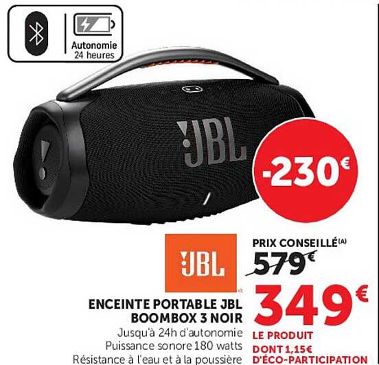 ENCEINTE PORTABLE JBL BOOMBOX 3 NOIR