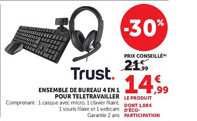 ENSEMBLE DE BUREAU 4 EN 1 POUR TELETRAVAILLER