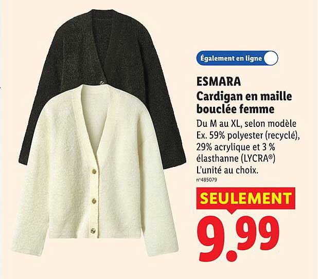 ESMARA Cardigan en maille bouclée femme