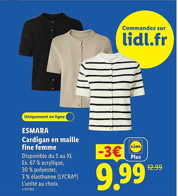 ESMARA Cardigan en maille fine femme