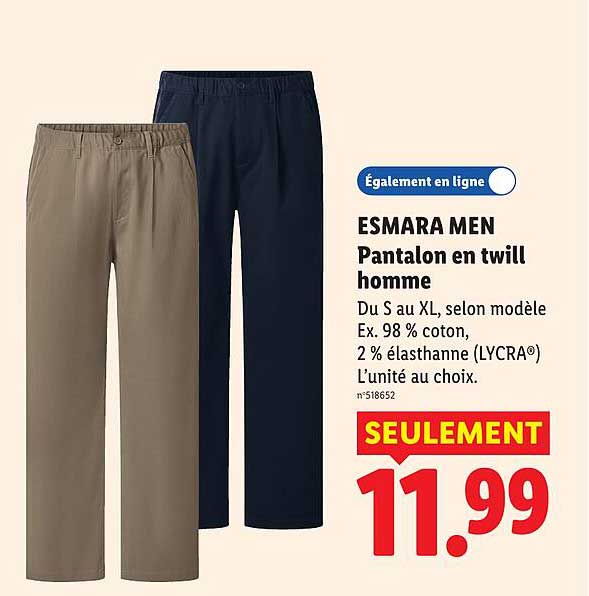 ESMARA MEN Pantalon en twill homme