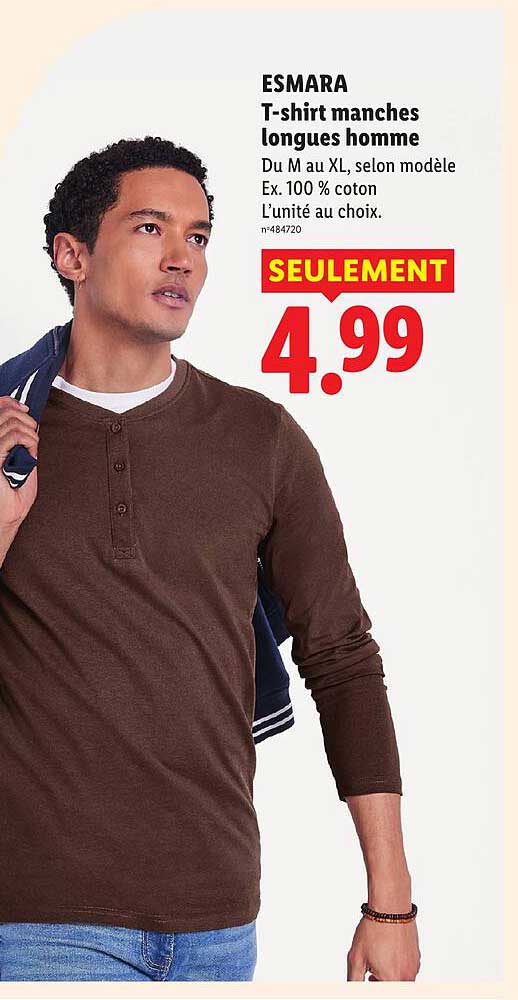 ESMARA T-shirt manches longues homme