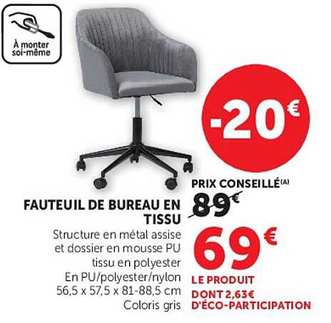 FAUTEUIL DE BUREAU EN TISSU