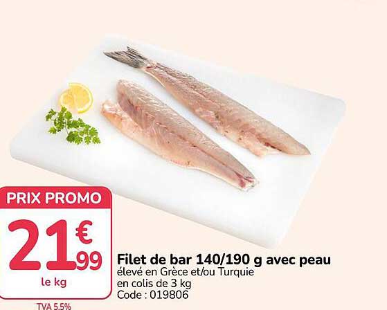Filet de bar 140/190 g avec peau