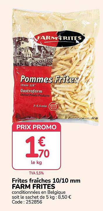 Frites fraîches 10/10 mm FARM FRITES