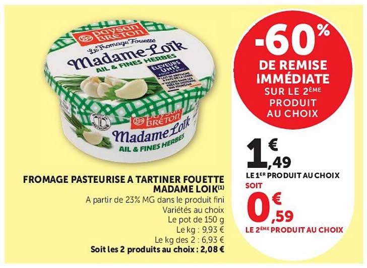 FROMAGE PASTEURISÉ À TARTINER FOUETTE MADAME LOÏK