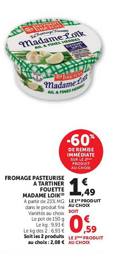 FROMAGE PASTEURISÉ A TARTINER FOUETTE MADAME LOÏK