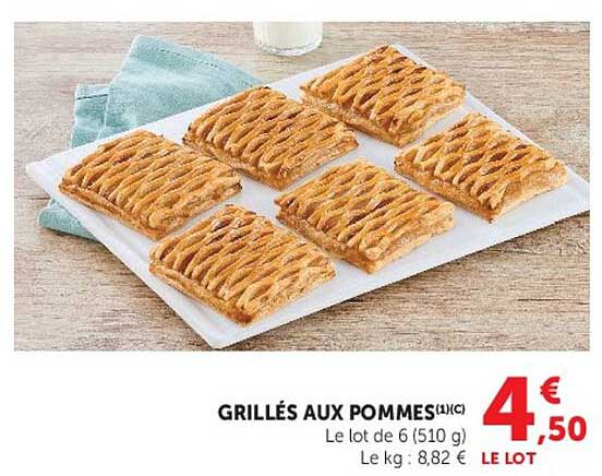 GRILLÉS AUX POMMES(1)(C) Le lot de 6 (510 g) Le kg : 8,82 € LE LOT