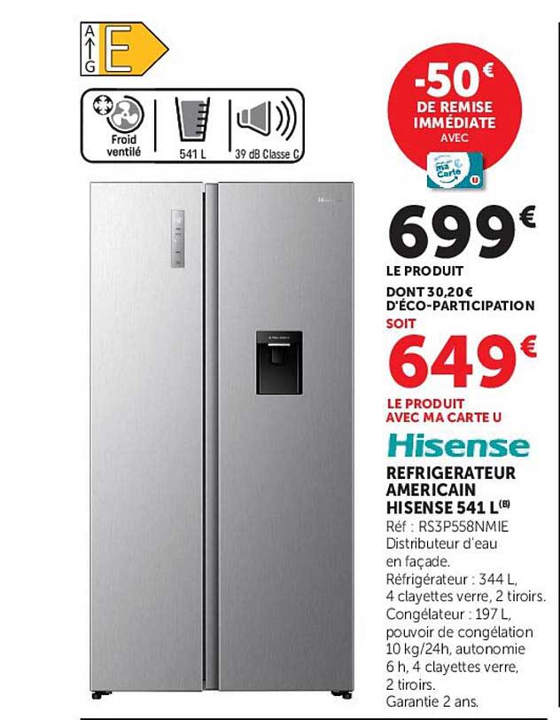 Hisense Réfrigérateur américain Hisense 541 L