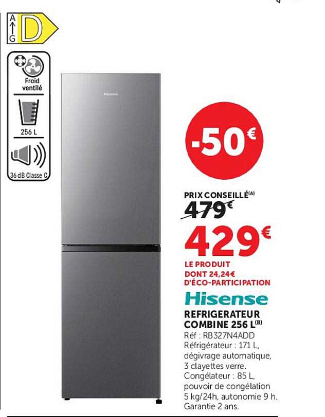Hisense Réfrigérateur combiné 256 L