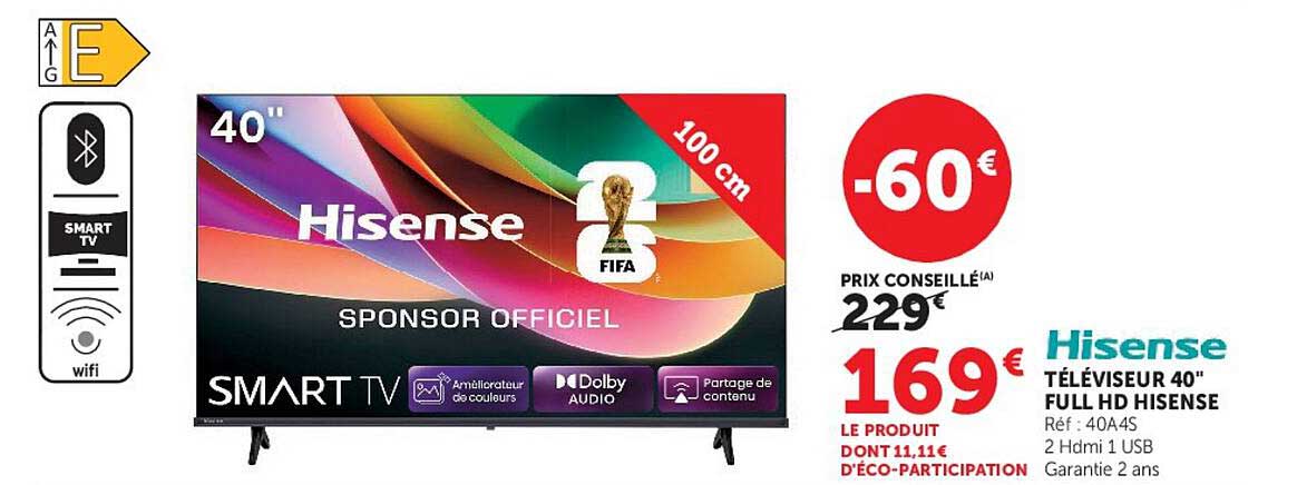 Hisense Téléviseur 40" Full HD Hisense